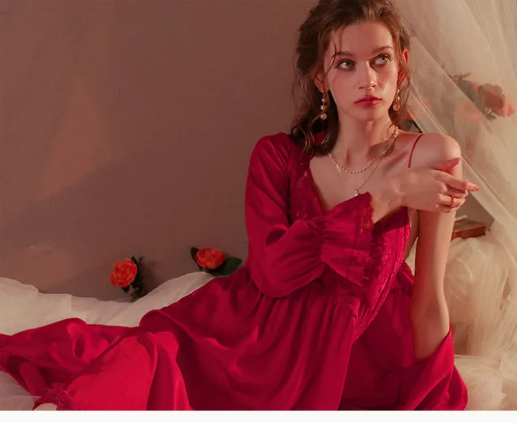 Satin Chiffon 2 Piece Nightdress for Bride