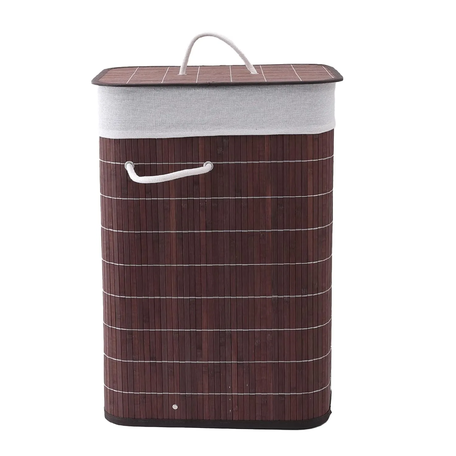 SAVYA HOME Bamboo Laundry basket with Lid | Laundry Basket for Clothes | Foldable & Durable | Perfect Organiser for Clothes, Toys, Brown (2)