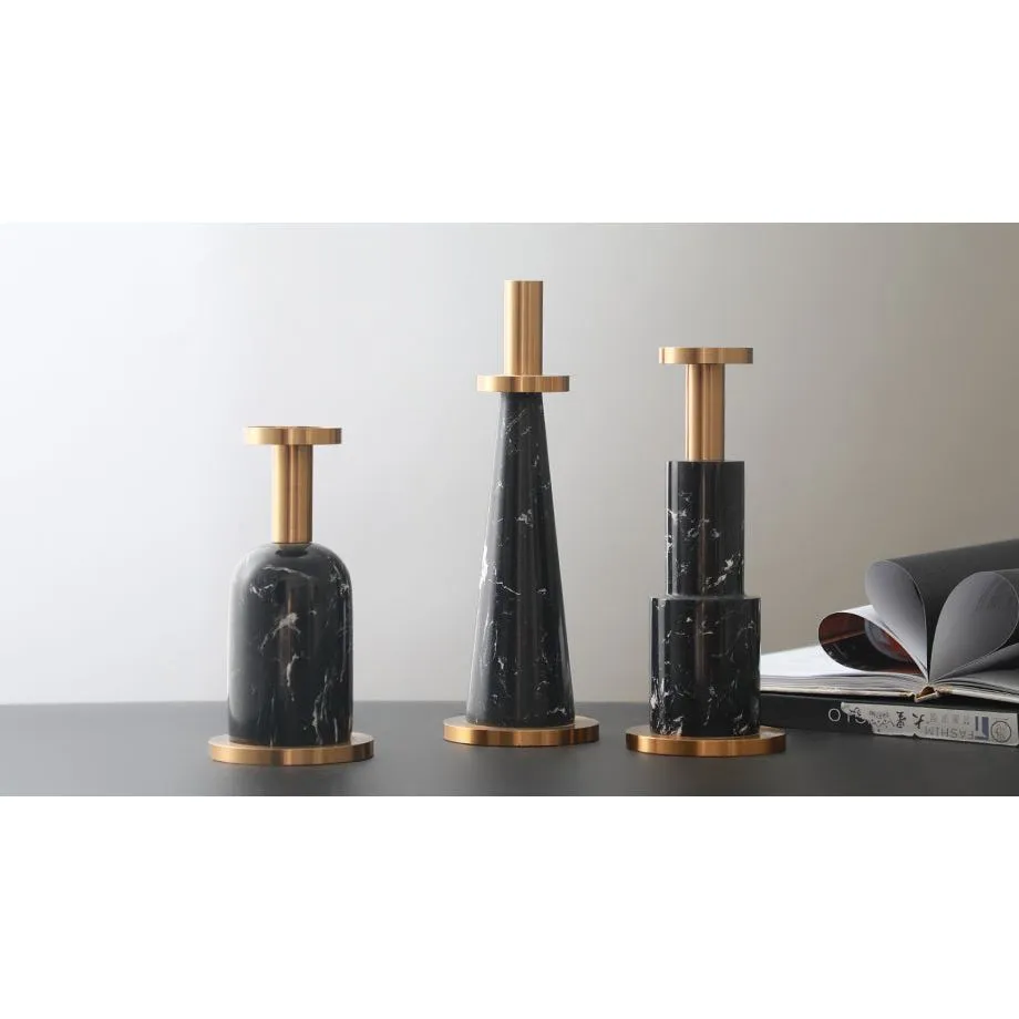 SIMPLE STYLE BLACK CANDLE HOLDER - SET OF 3