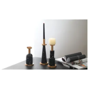SIMPLE STYLE BLACK CANDLE HOLDER - SET OF 3