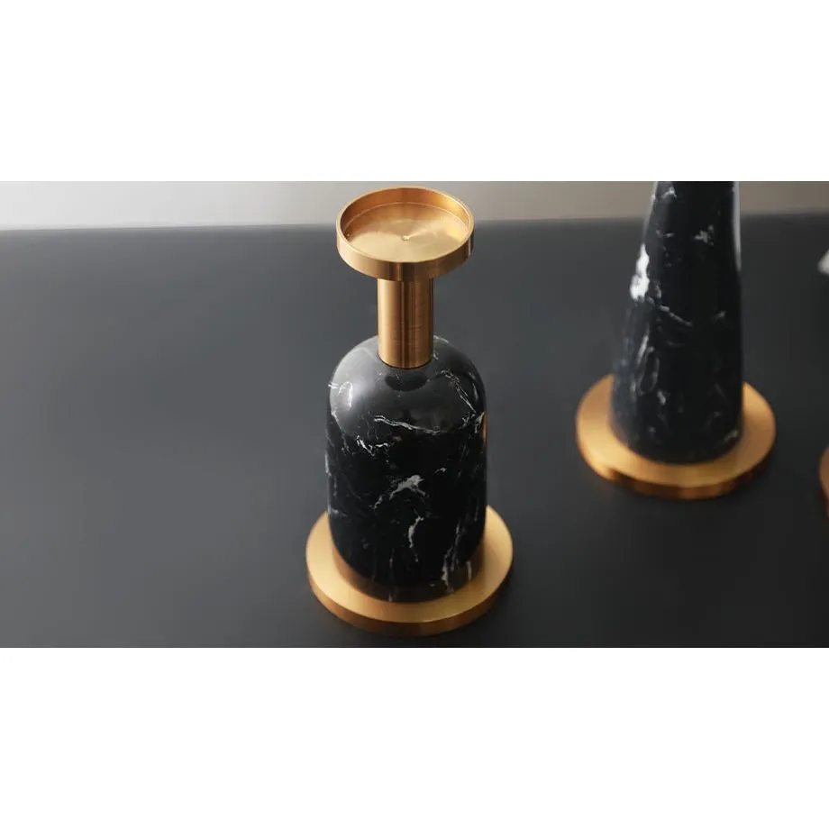 SIMPLE STYLE BLACK CANDLE HOLDER - SET OF 3