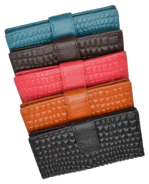 Slim Credit Card Holder New Fashion Croco Embossed Design with Snap Closure 118-268 (C)