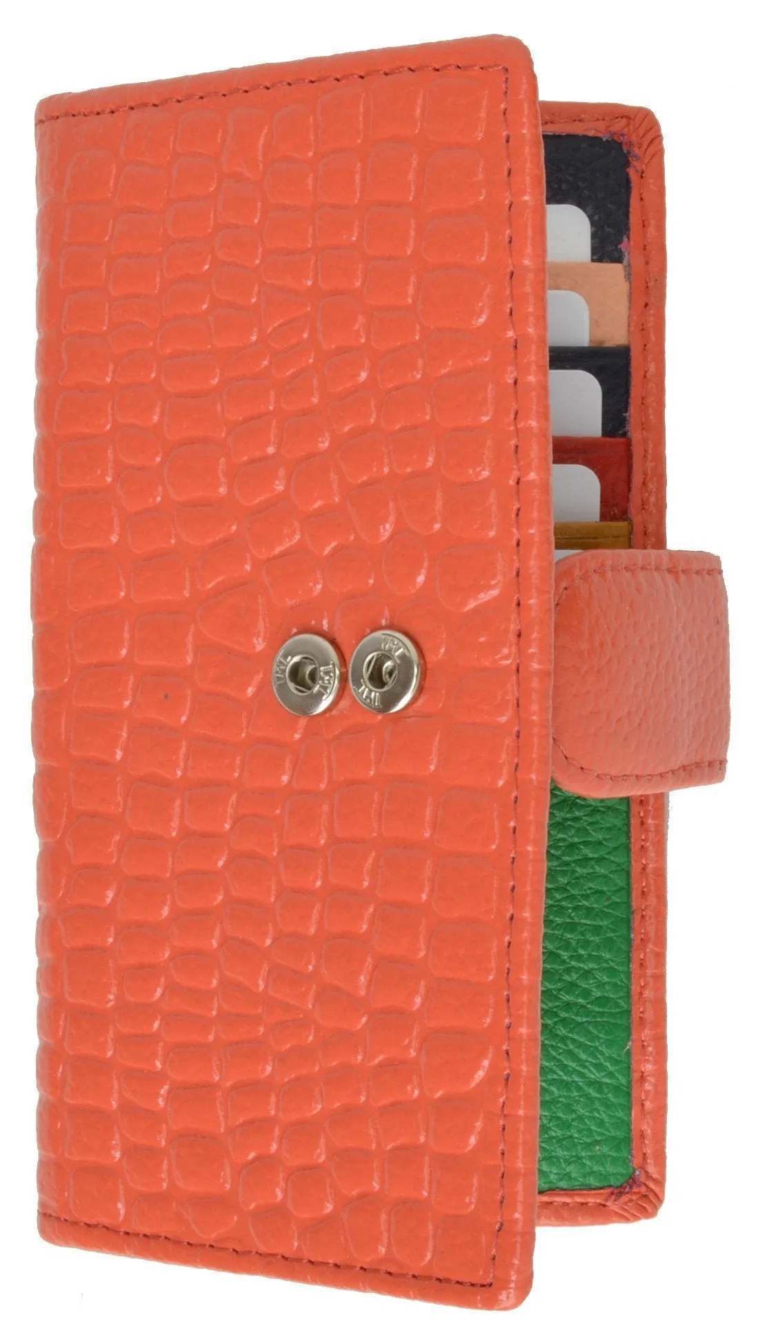 Slim Credit Card Holder New Fashion Croco Embossed Design with Snap Closure 118-268 (C)