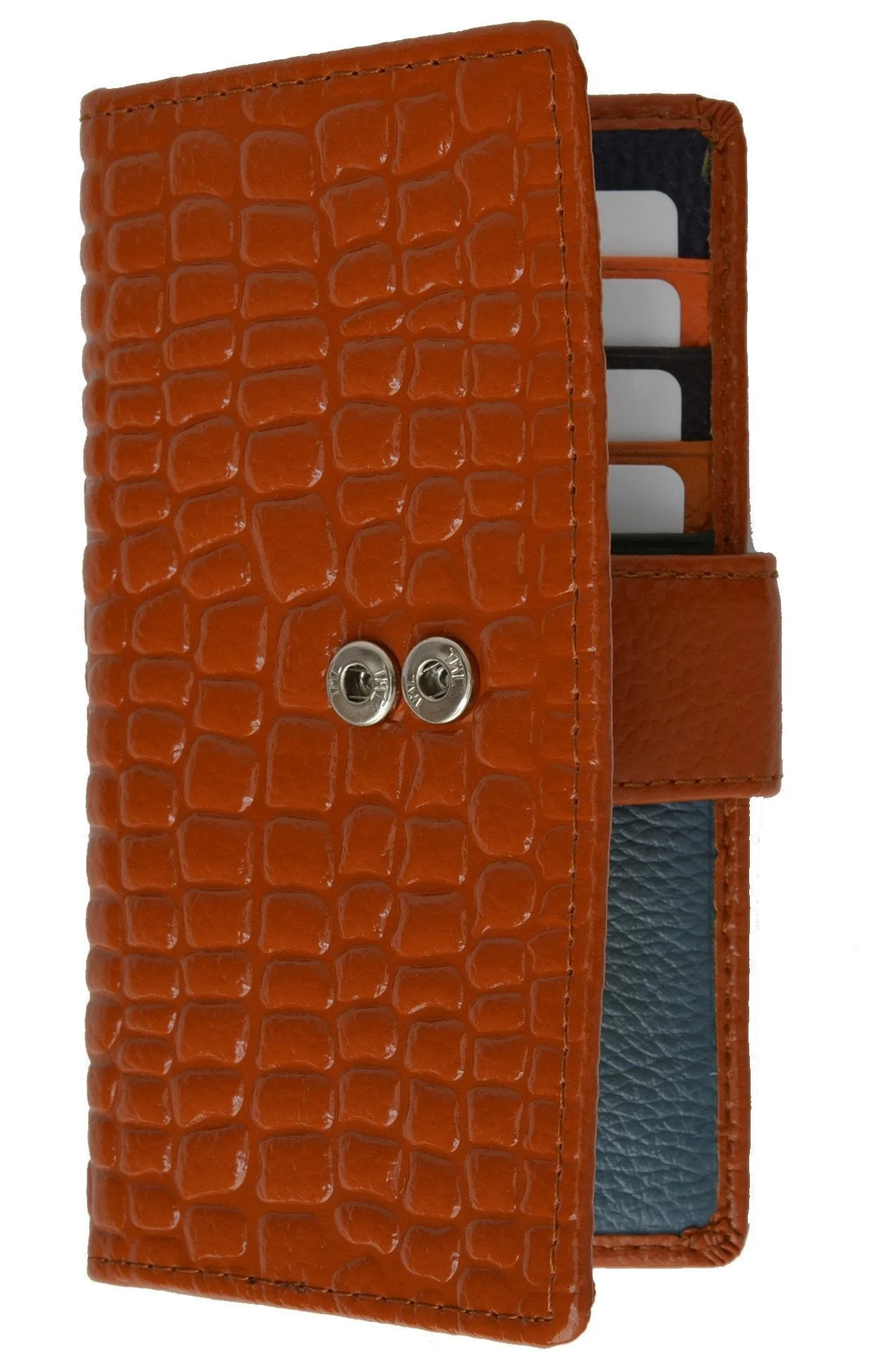 Slim Credit Card Holder New Fashion Croco Embossed Design with Snap Closure 118-268 (C)
