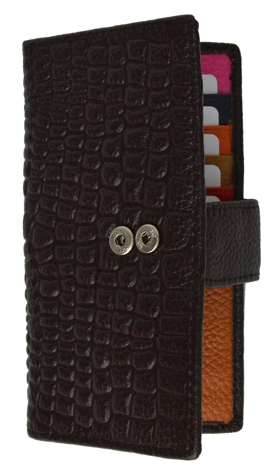 Slim Credit Card Holder New Fashion Croco Embossed Design with Snap Closure 118-268 (C)