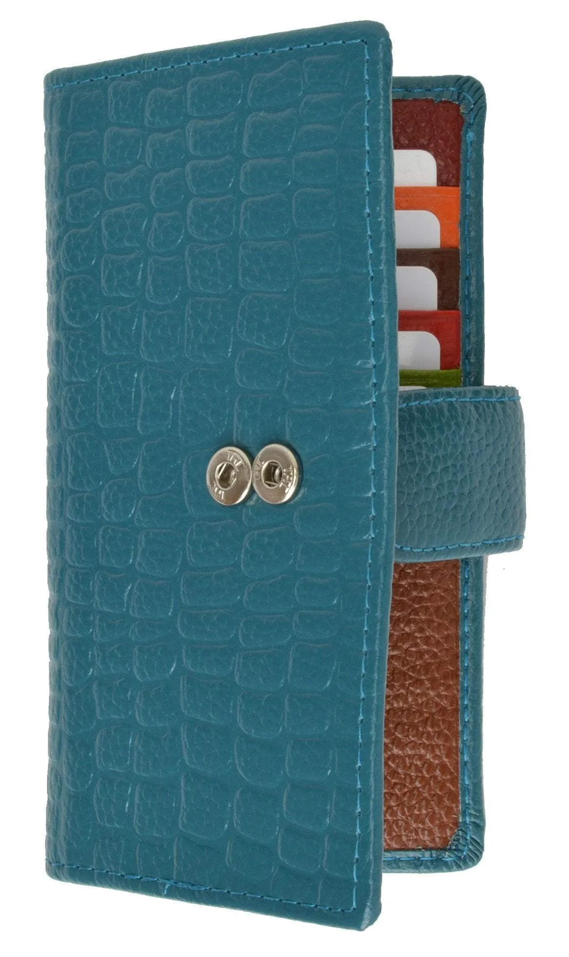 Slim Credit Card Holder New Fashion Croco Embossed Design with Snap Closure 118-268 (C)