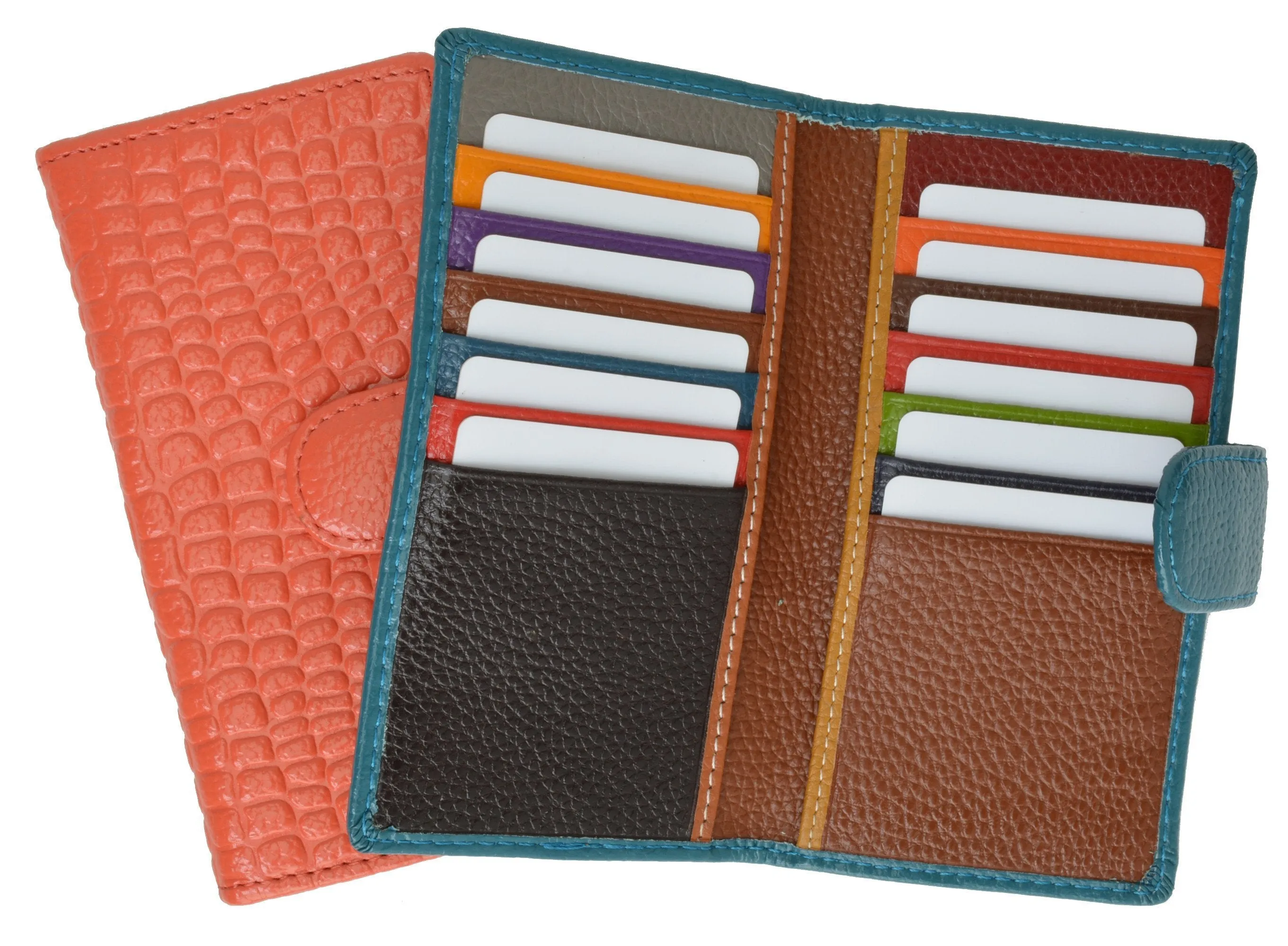 Slim Credit Card Holder New Fashion Croco Embossed Design with Snap Closure 118-268 (C)