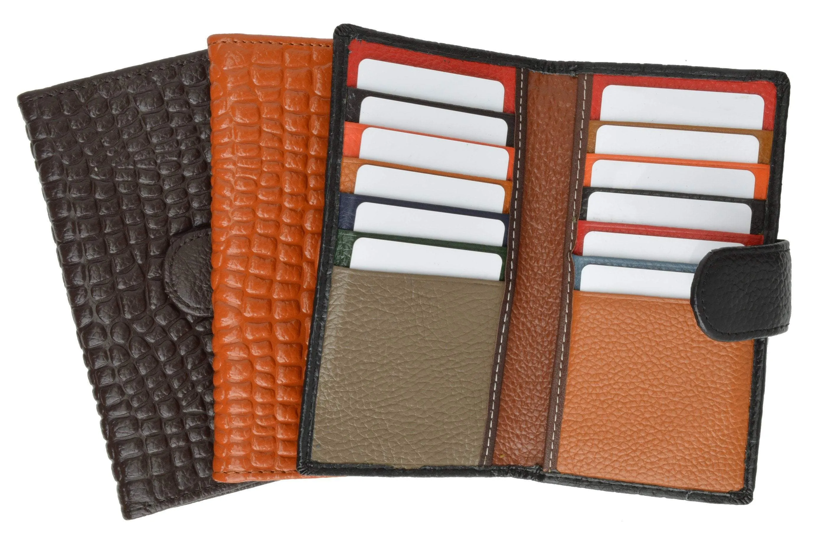 Slim Credit Card Holder New Fashion Croco Embossed Design with Snap Closure 118-268 (C)