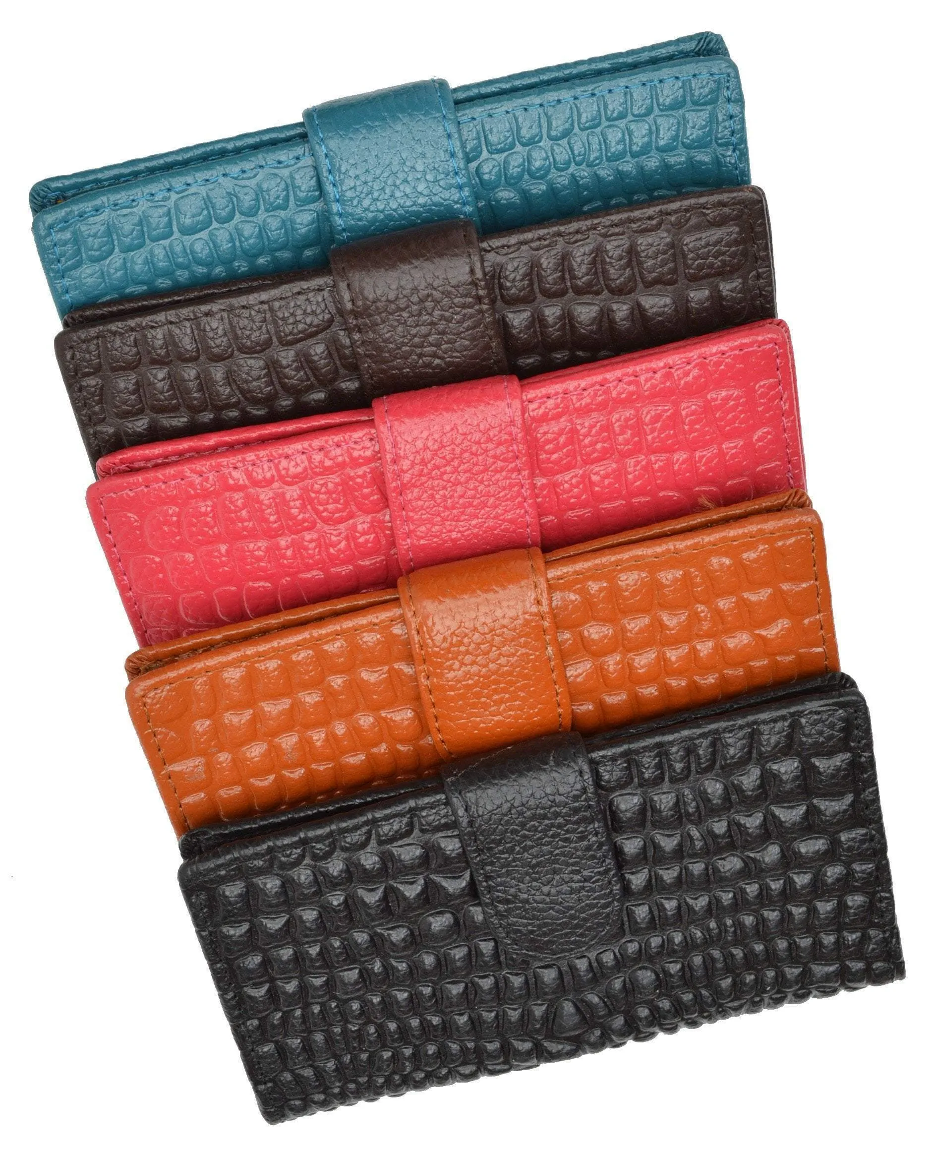 Slim Credit Card Holder New Fashion Croco Embossed Design with Snap Closure 118-268 (C)