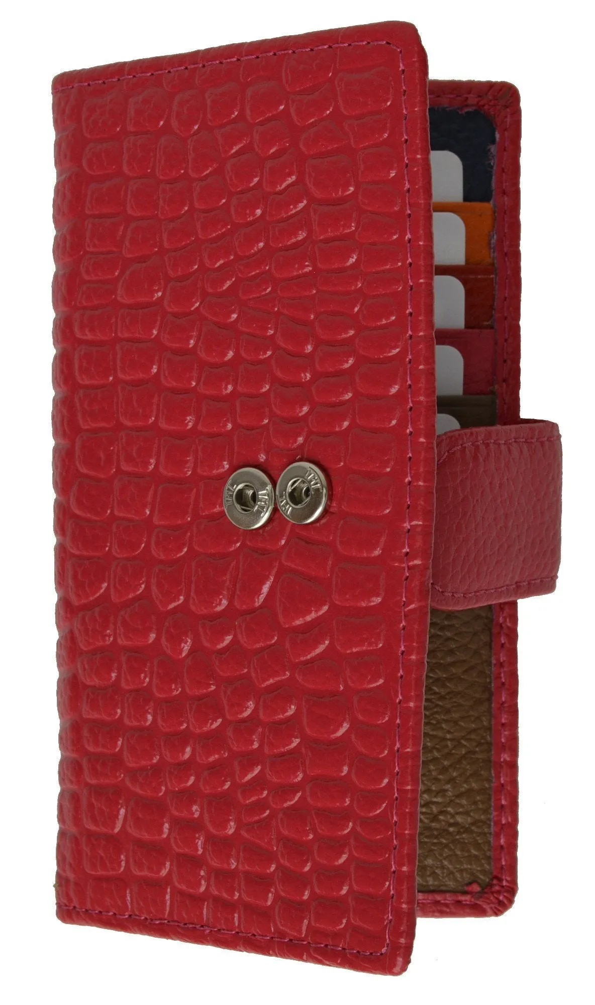 Slim Credit Card Holder New Fashion Croco Embossed Design with Snap Closure 118-268 (C)