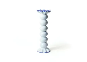 Smoke Large Ruffle Knobbed Candle Holder