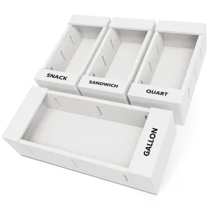 SpaceAid Bamboo Storage Bag Organizer for Kitchen Drawer, 4 Pack, White