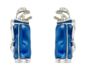 Sterling Silver Blue Golf Bag Cufflinks