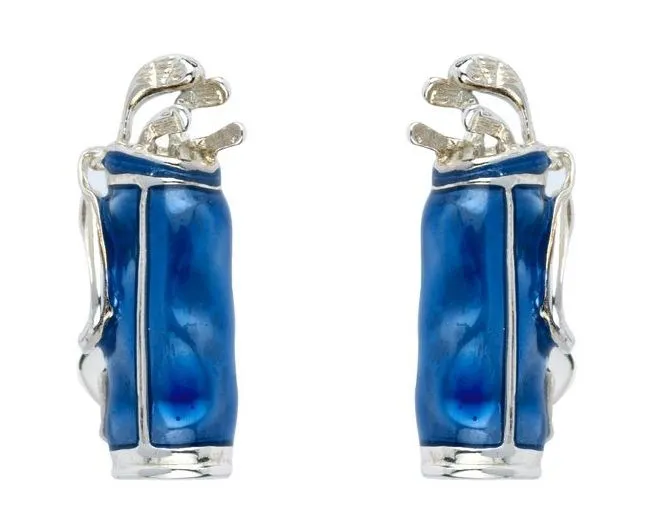 Sterling Silver Blue Golf Bag Cufflinks
