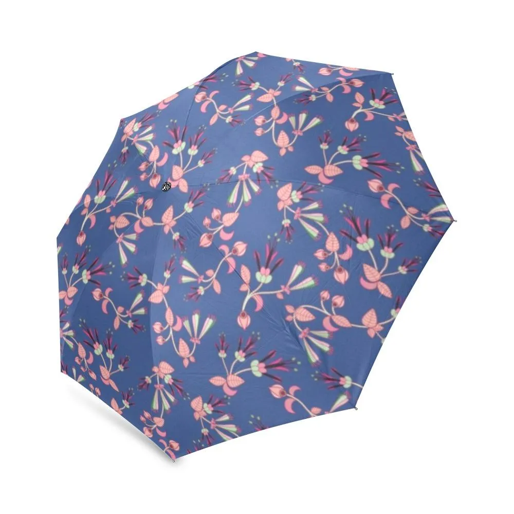 Swift Floral Peach Blue Foldable Umbrella