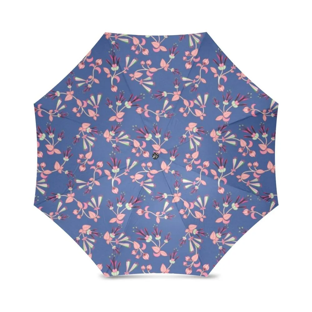 Swift Floral Peach Blue Foldable Umbrella