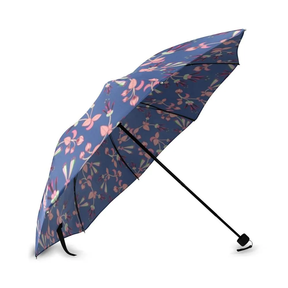 Swift Floral Peach Blue Foldable Umbrella