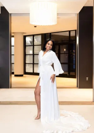 The Ruffle Cathedral Length Robe (Bridal White)
