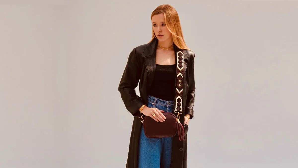 The Tassel Port Leather Crossbody Bag With Port & Olive Diamond Strap