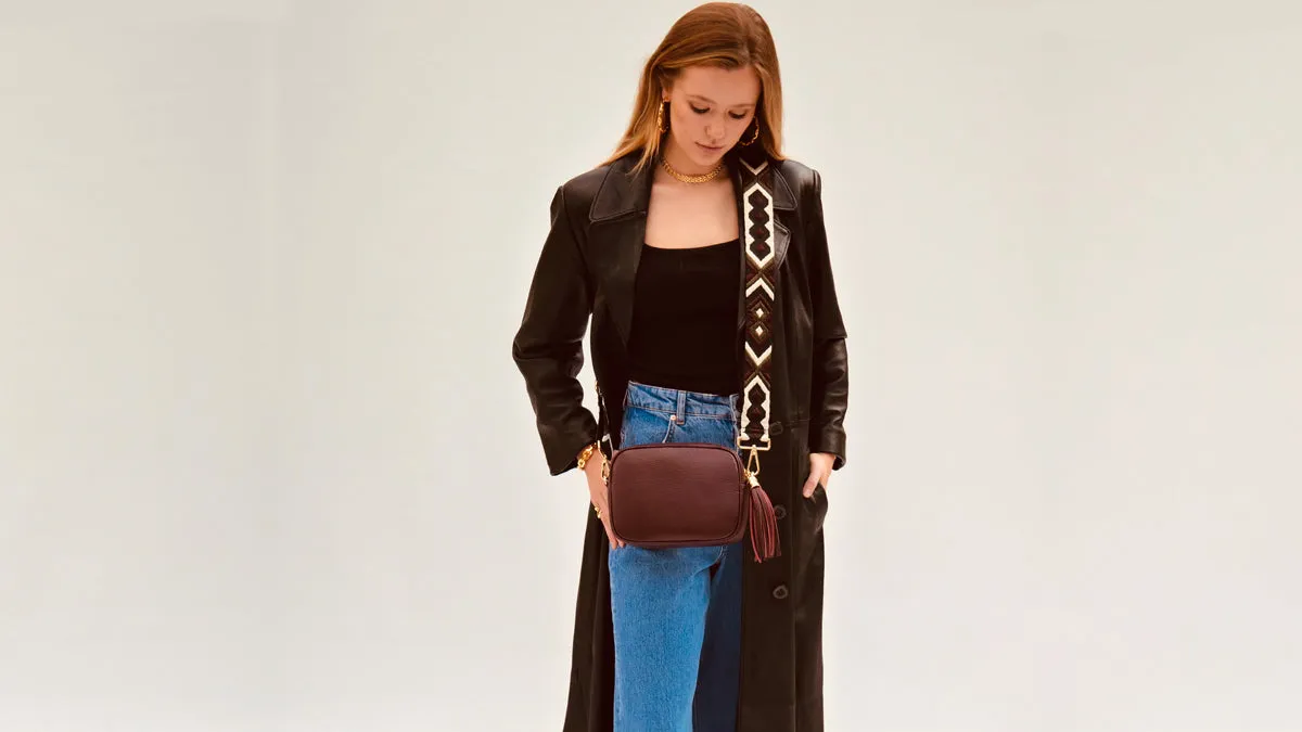 The Tassel Port Leather Crossbody Bag With Port & Olive Diamond Strap