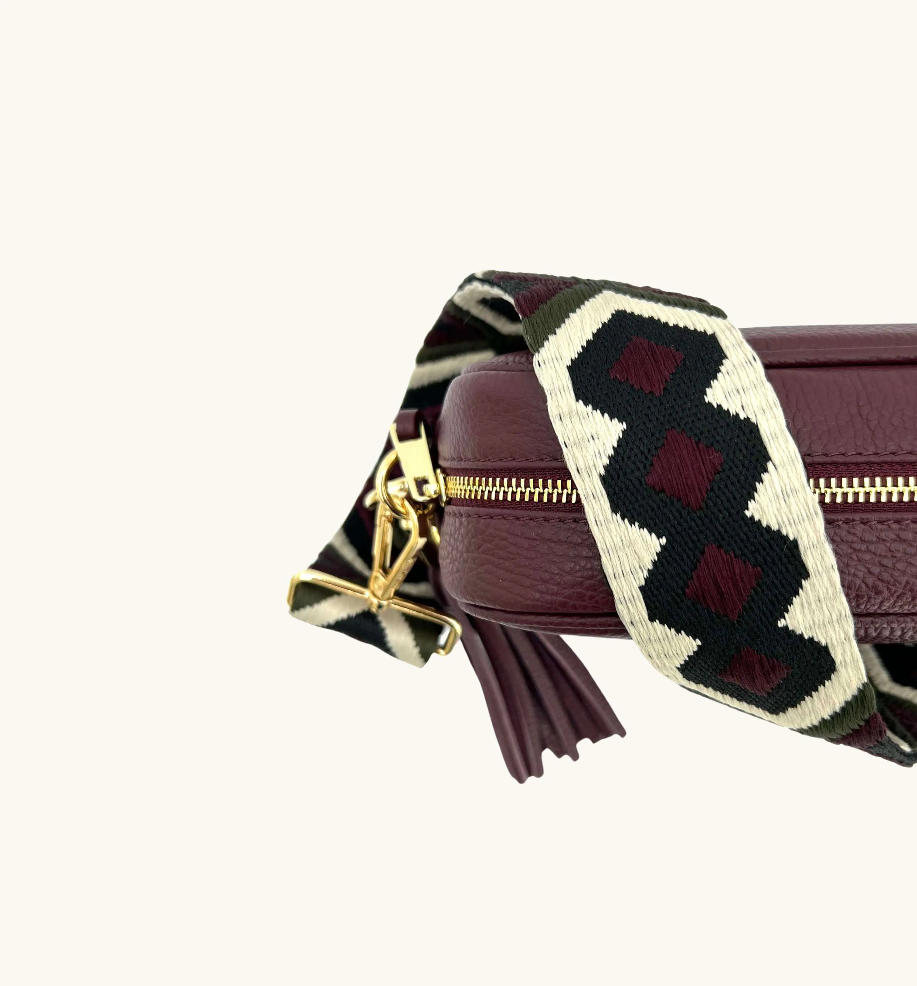 The Tassel Port Leather Crossbody Bag With Port & Olive Diamond Strap
