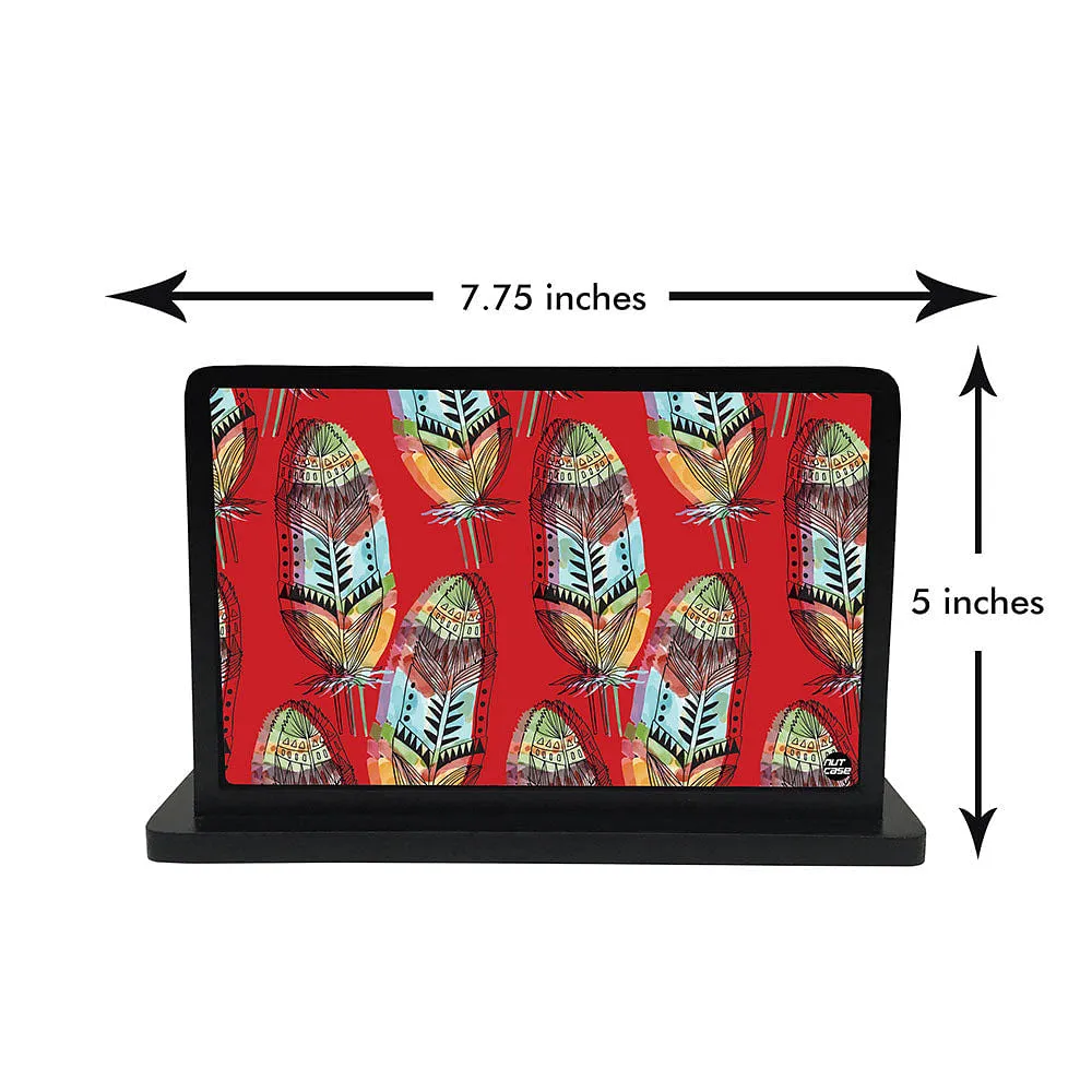 Tissue Holder Paper Napkin Stand - Feathers Red