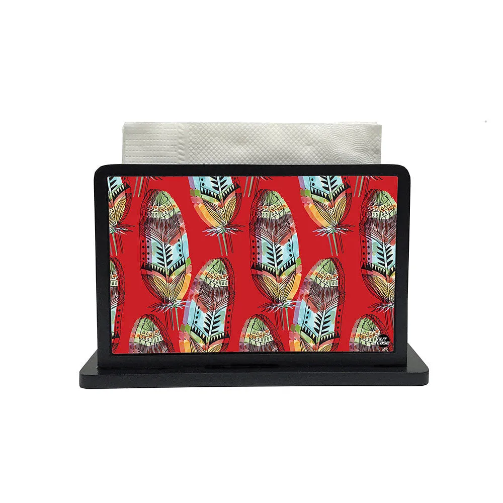 Tissue Holder Paper Napkin Stand - Feathers Red