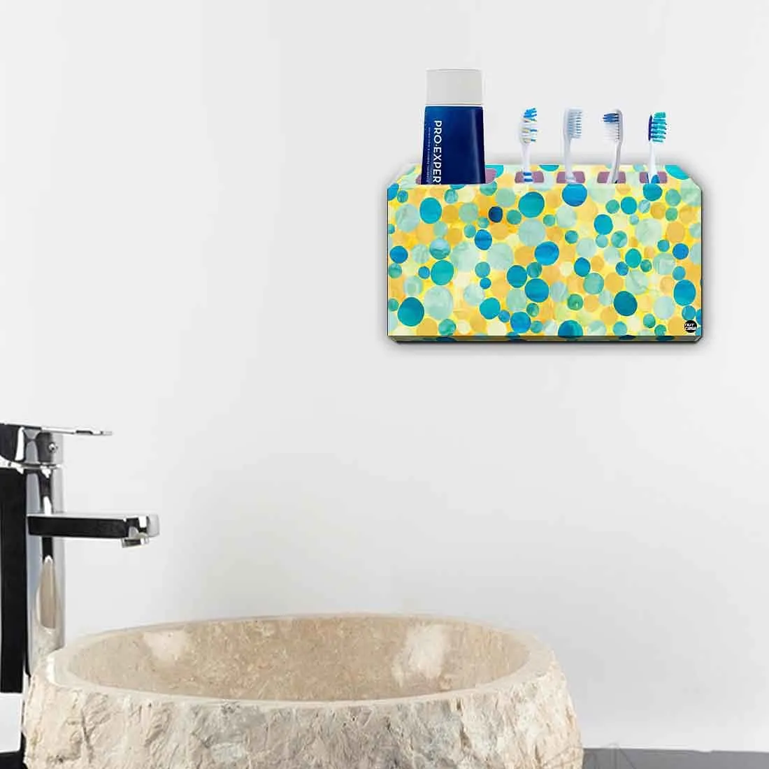 Toothbrush Holder Wall Mounted -Dark Pink Marble Dots