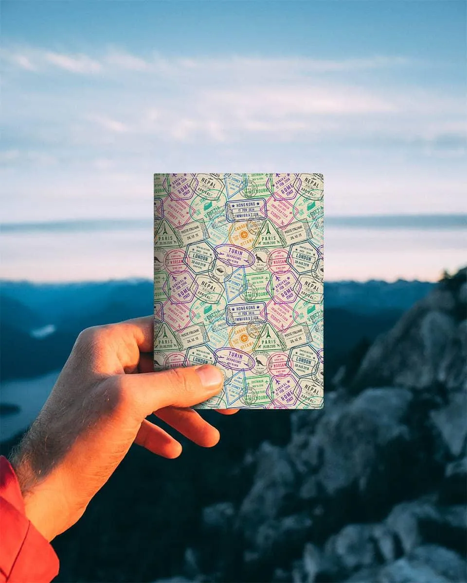Travel stamps cool white passport cover