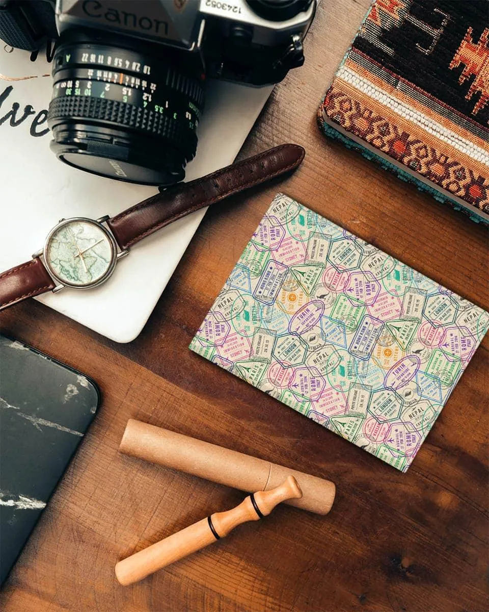 Travel stamps cool white passport cover