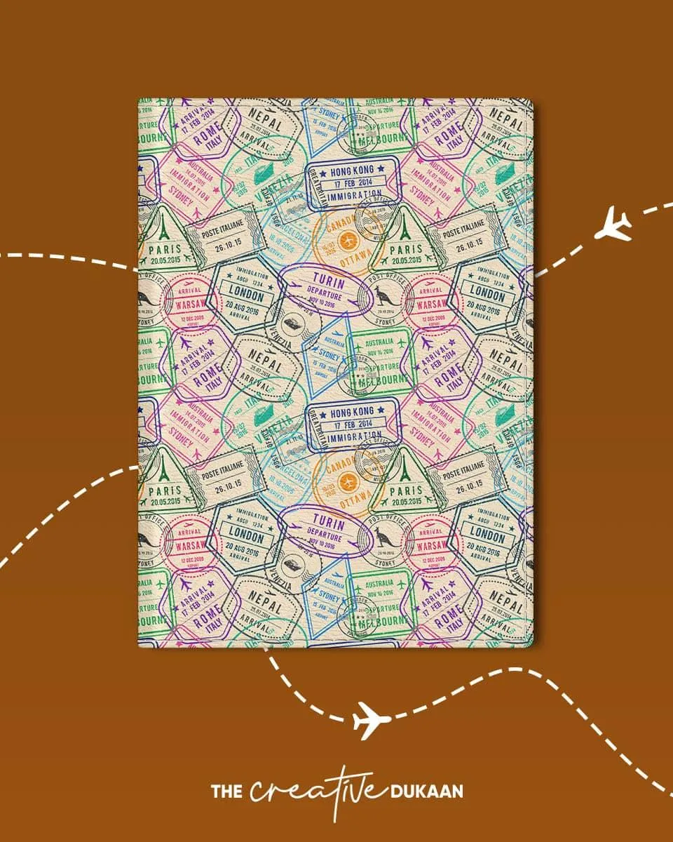 Travel stamps cool white passport cover