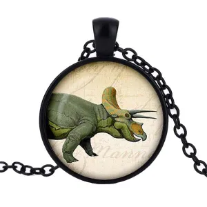 Triceratops Cabochon Dinosaur Pendant Necklace