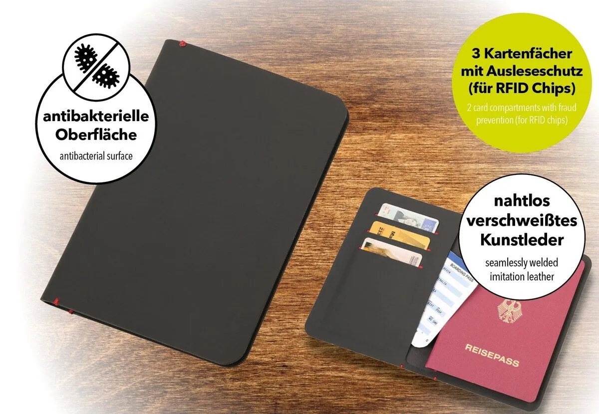Troika Slim Pass, Slim Profile Passport Cover with RFID Protection and Anti Bacterial Coating