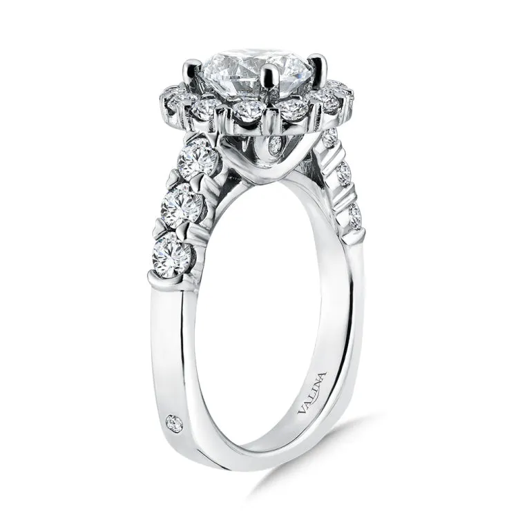 Unique Diamond Halo Engagement Ring