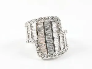 Unique Diamond Shaped Baguette Setting Brass Ring