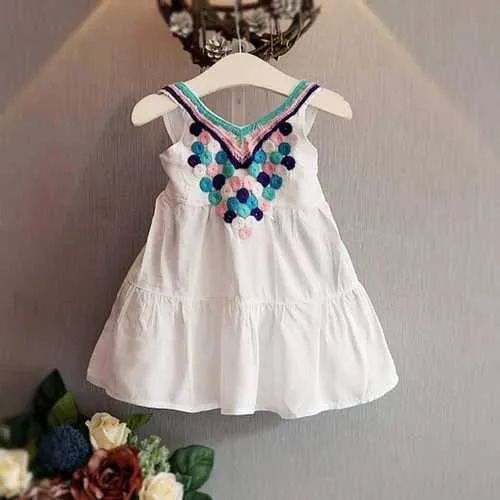 Unique Embroidery Girls Strap Dresses