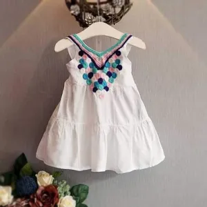 Unique Embroidery Girls Strap Dresses