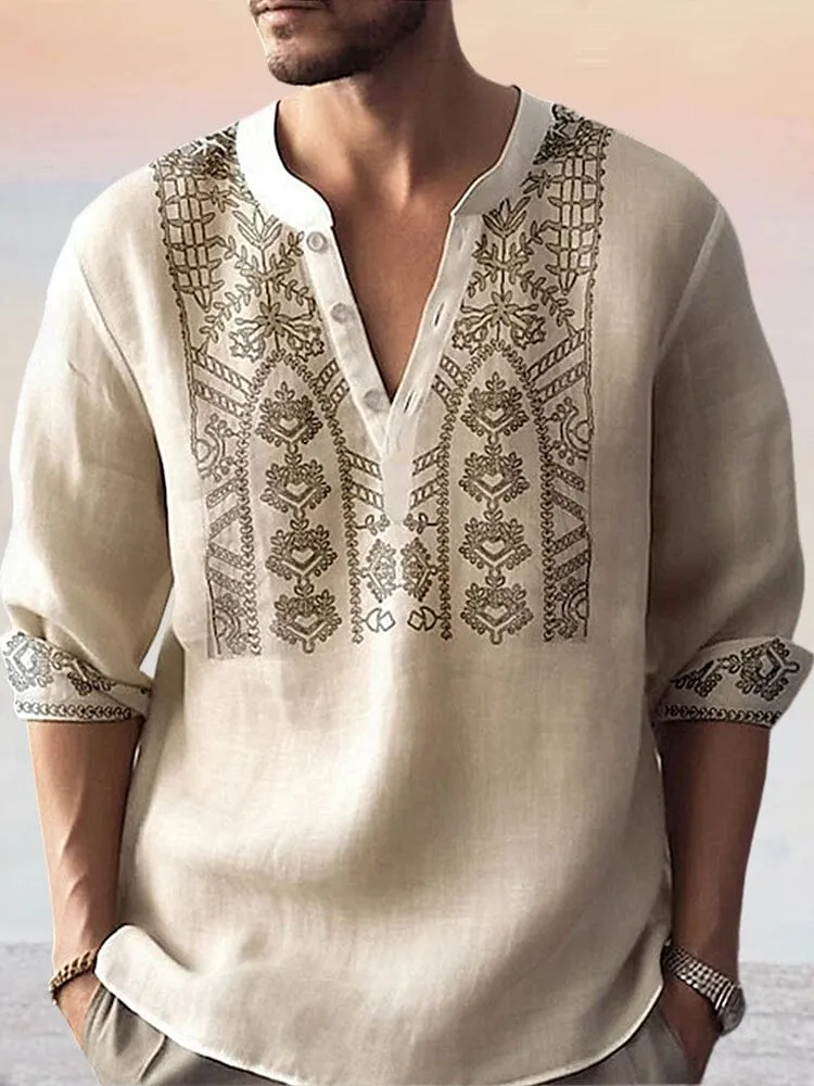 Unique Graphic Cotton Linen Top