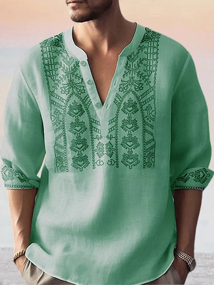 Unique Graphic Cotton Linen Top