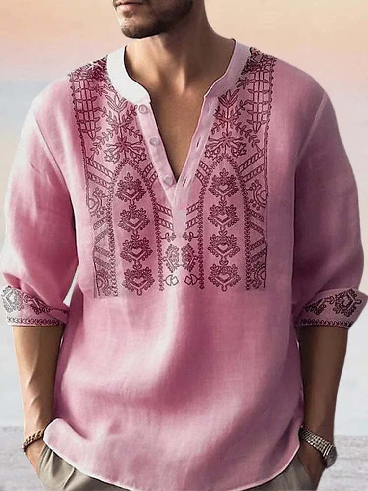 Unique Graphic Cotton Linen Top