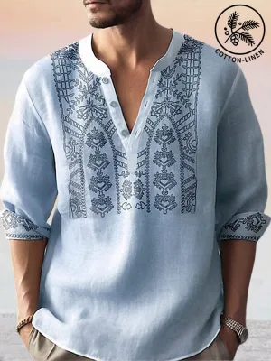 Unique Graphic Cotton Linen Top