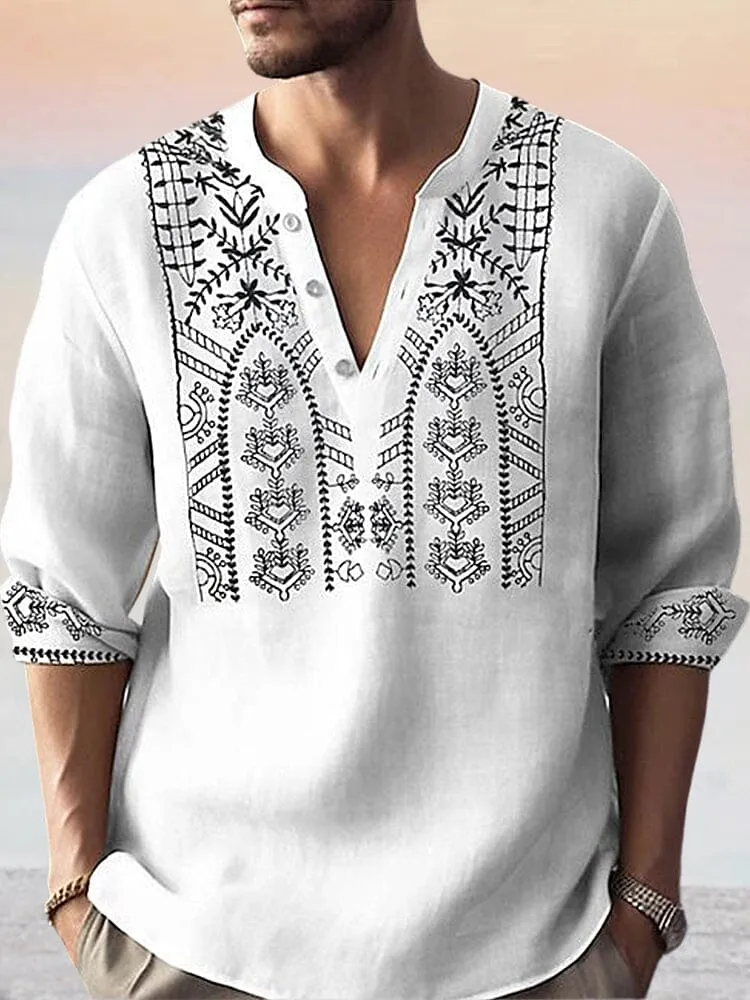 Unique Graphic Cotton Linen Top