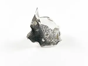 Unique Modern Contemporary Wavy Curvy Rustic Design Silver Ring