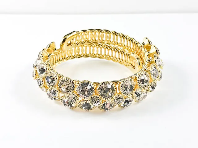 Unique Nice Wrap Design Large elegant Crystal Gold Tone Fashion Bracelet Bangle