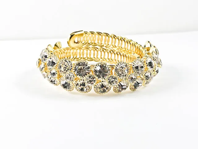 Unique Nice Wrap Design Large elegant Crystal Gold Tone Fashion Bracelet Bangle