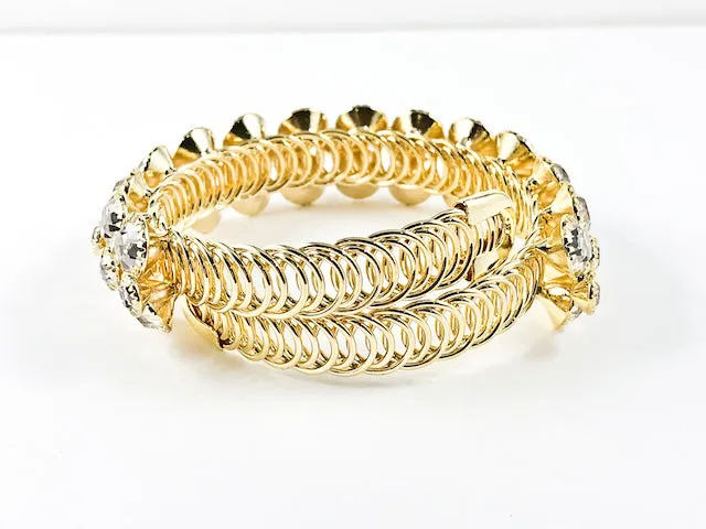 Unique Nice Wrap Design Large elegant Crystal Gold Tone Fashion Bracelet Bangle