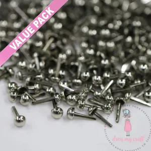 Value Pack - Mini Round Brads Chrome Finish - 6MM