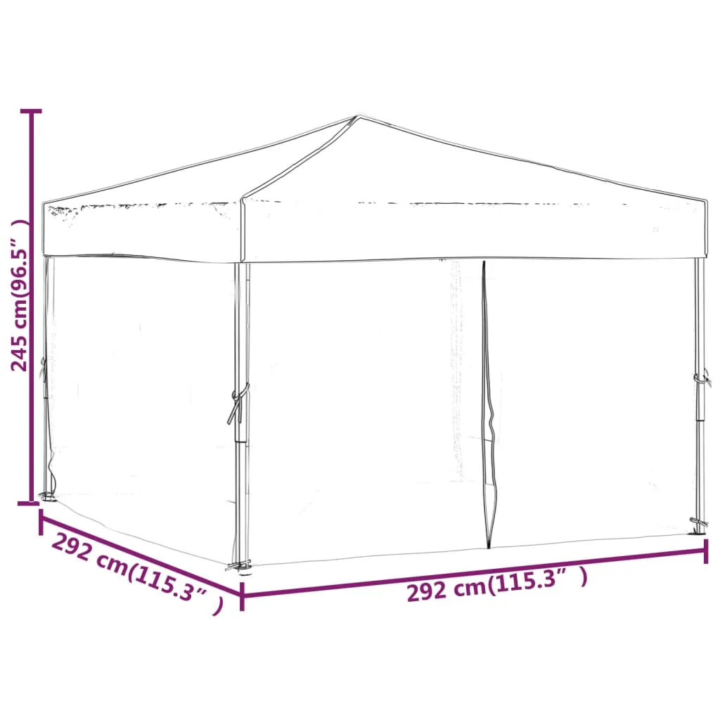 vidaXL Folding Party Tent with Sidewalls White 3x3 m