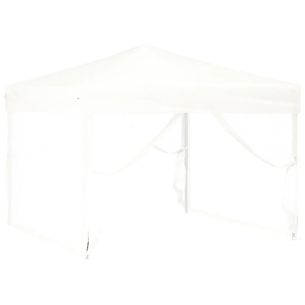 vidaXL Folding Party Tent with Sidewalls White 3x3 m