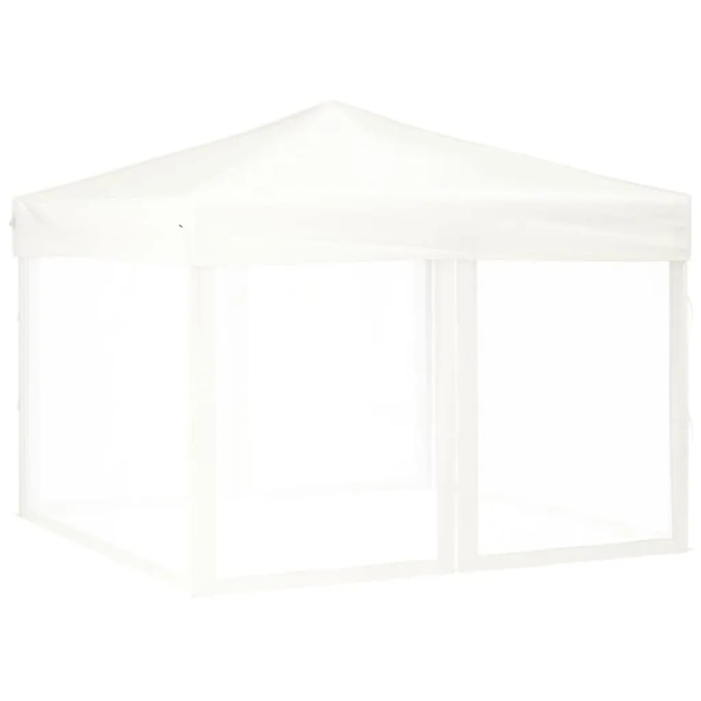 vidaXL Folding Party Tent with Sidewalls White 3x3 m